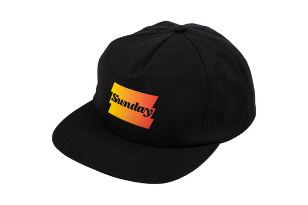 Sunday Zig-Zag 5-Panel Hat (Black with Red/Yellow Fade Ink)