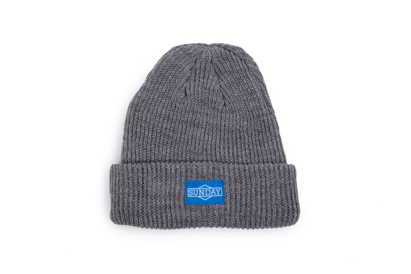 Sunday Cornerstone Beanie (Grey with Blue Woven Label)