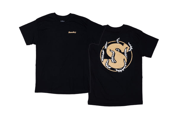 Sunday Darkwave Tentacle Tee (Black with Metallic Gold Ink)